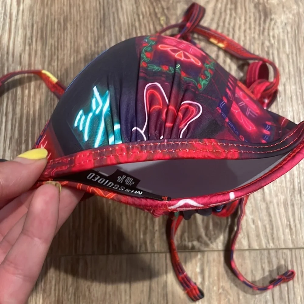 Neon Asian Streetwear Print String Bikini